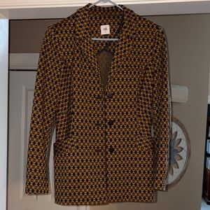 Cabi Black and Gold Patterned Blazer